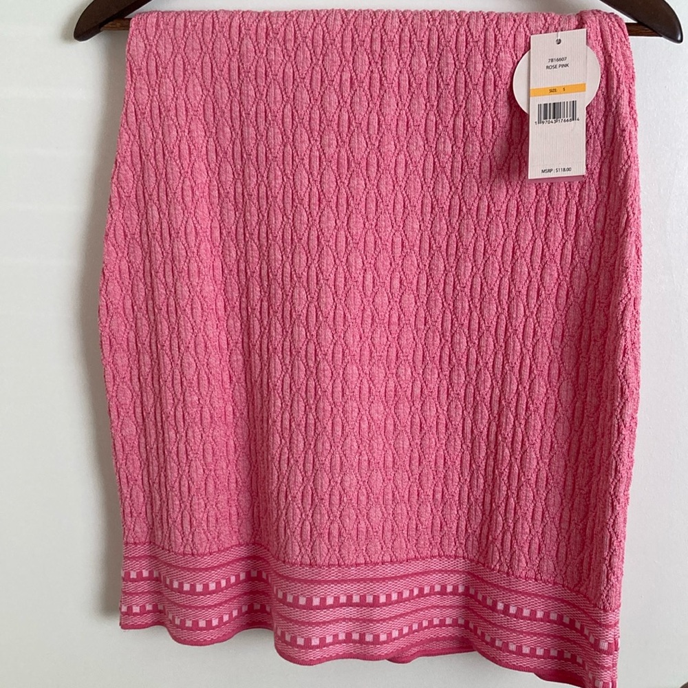NWT SET NANETTE LEPORE Pink Cardigan Sweater skirt set
